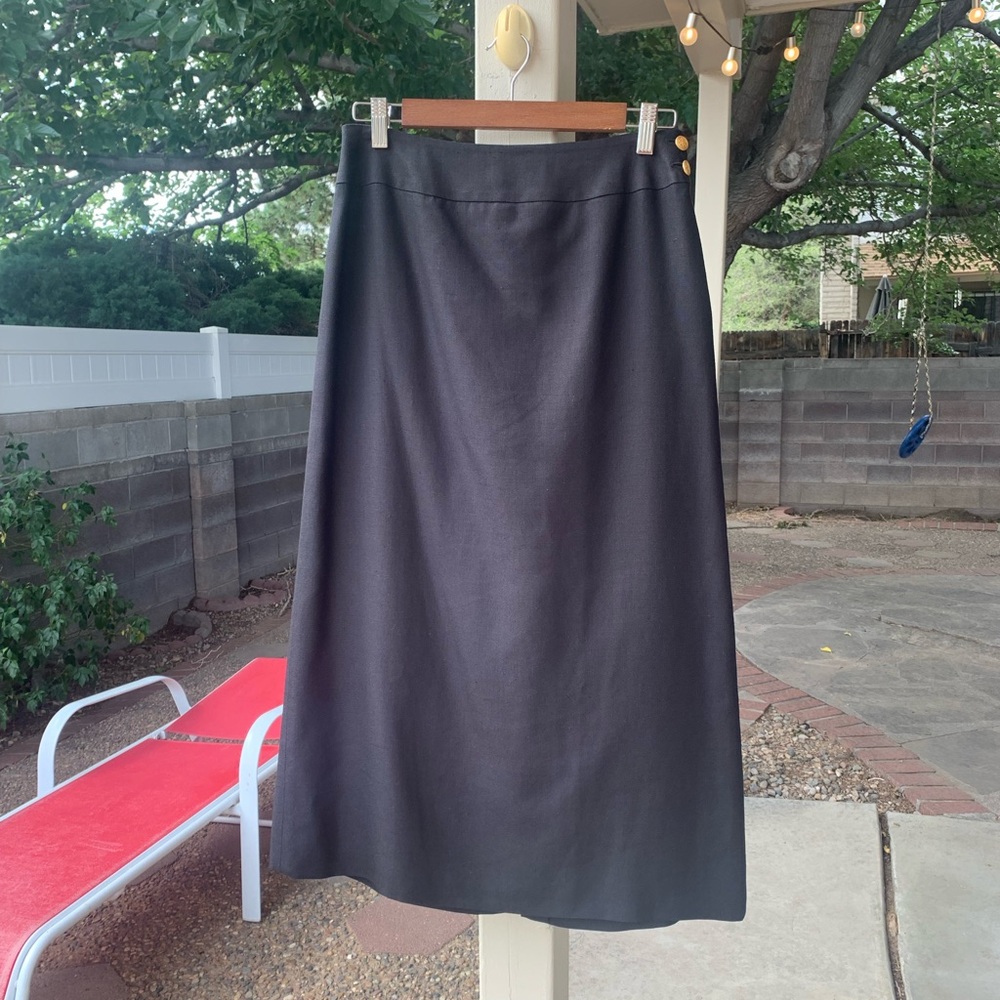 Talbots Petites rayon linen blend maxi Black skirt size 6